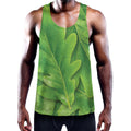 Green Oak Leaf Print Men's Workout Tank Top