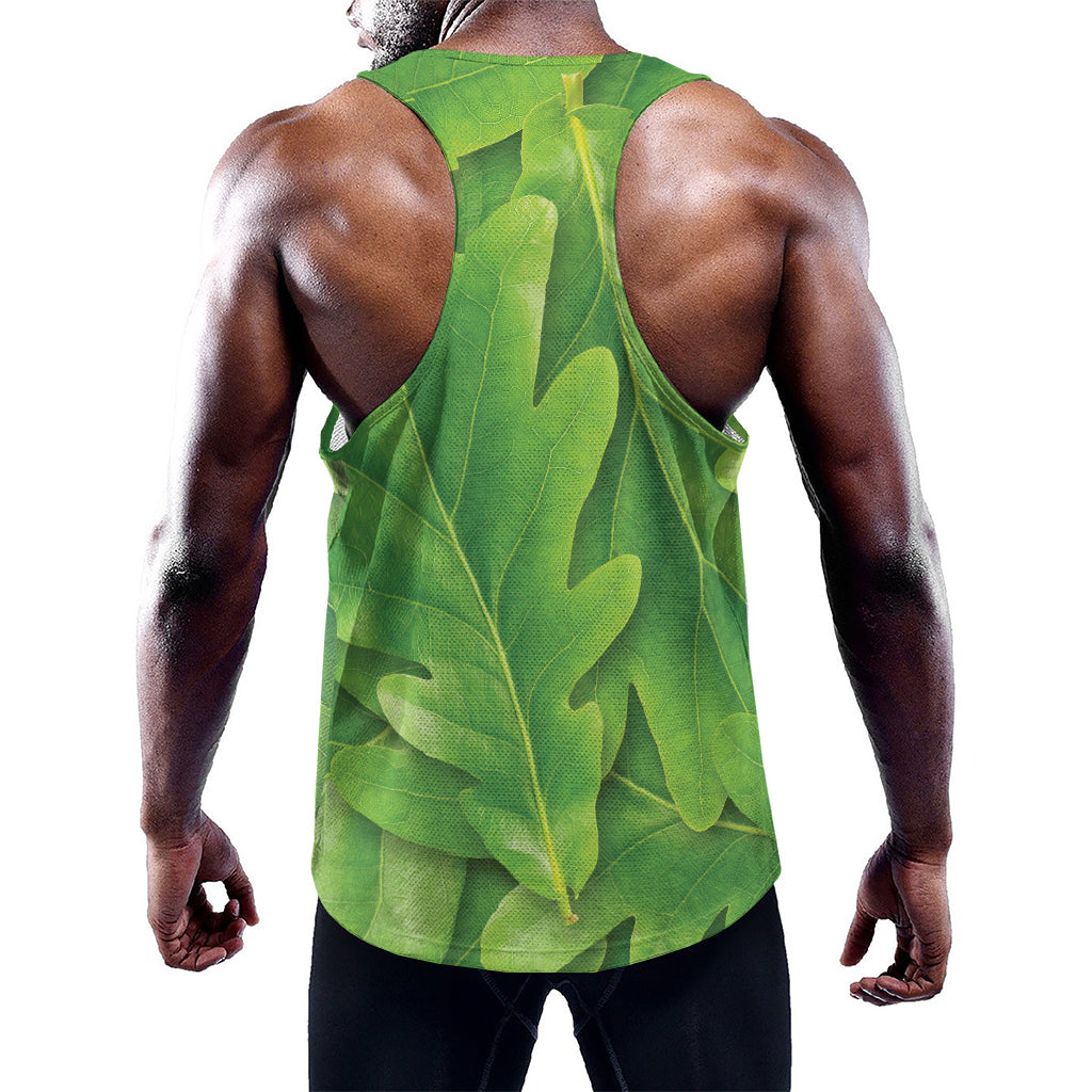 Green Oak Leaf Print Training Tank Top
