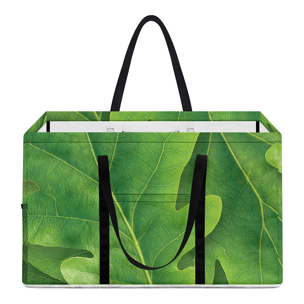 Green Oak Leaf Print Utility Tote Bag