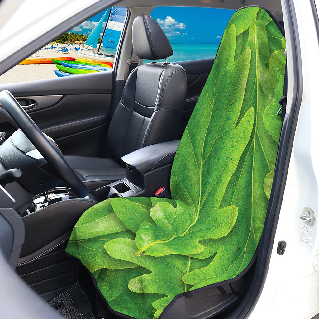 Green Oak Leaf Print Waterproof Car Seat Cover