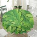 Green Oak Leaf Print Waterproof Round Tablecloth