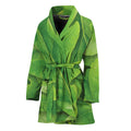 Green Oak Leaf Print Women's Bathrobe