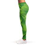 Green Oak Leaf Print Women's Leggings