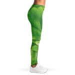 Green Oak Leaf Print Women's Leggings