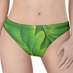 Green Oak Leaf Print Women's Thong