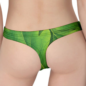 Green Oak Leaf Print Women's Thong