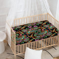 Green Orange And Pink Paisley Print Baby Crib Sheet