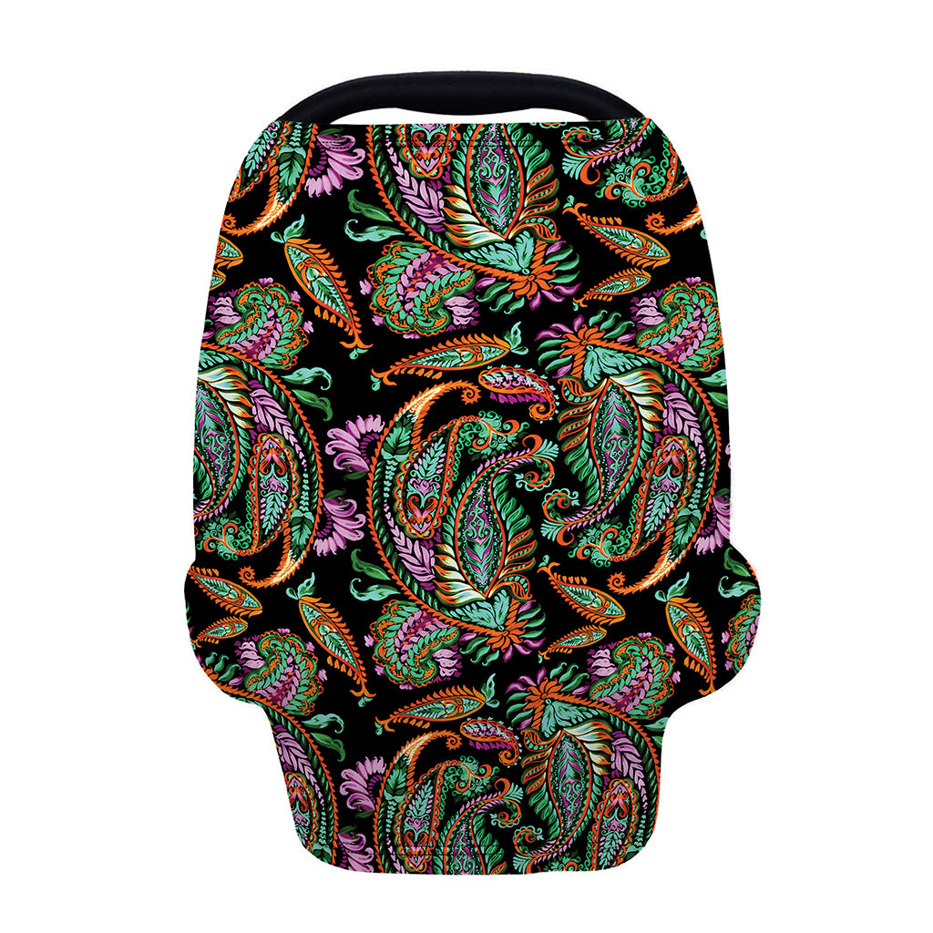 Green Orange And Pink Paisley Print Baby Seat Cover