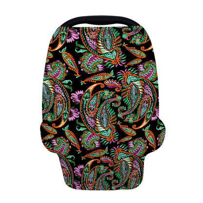 Green Orange And Pink Paisley Print Baby Seat Cover