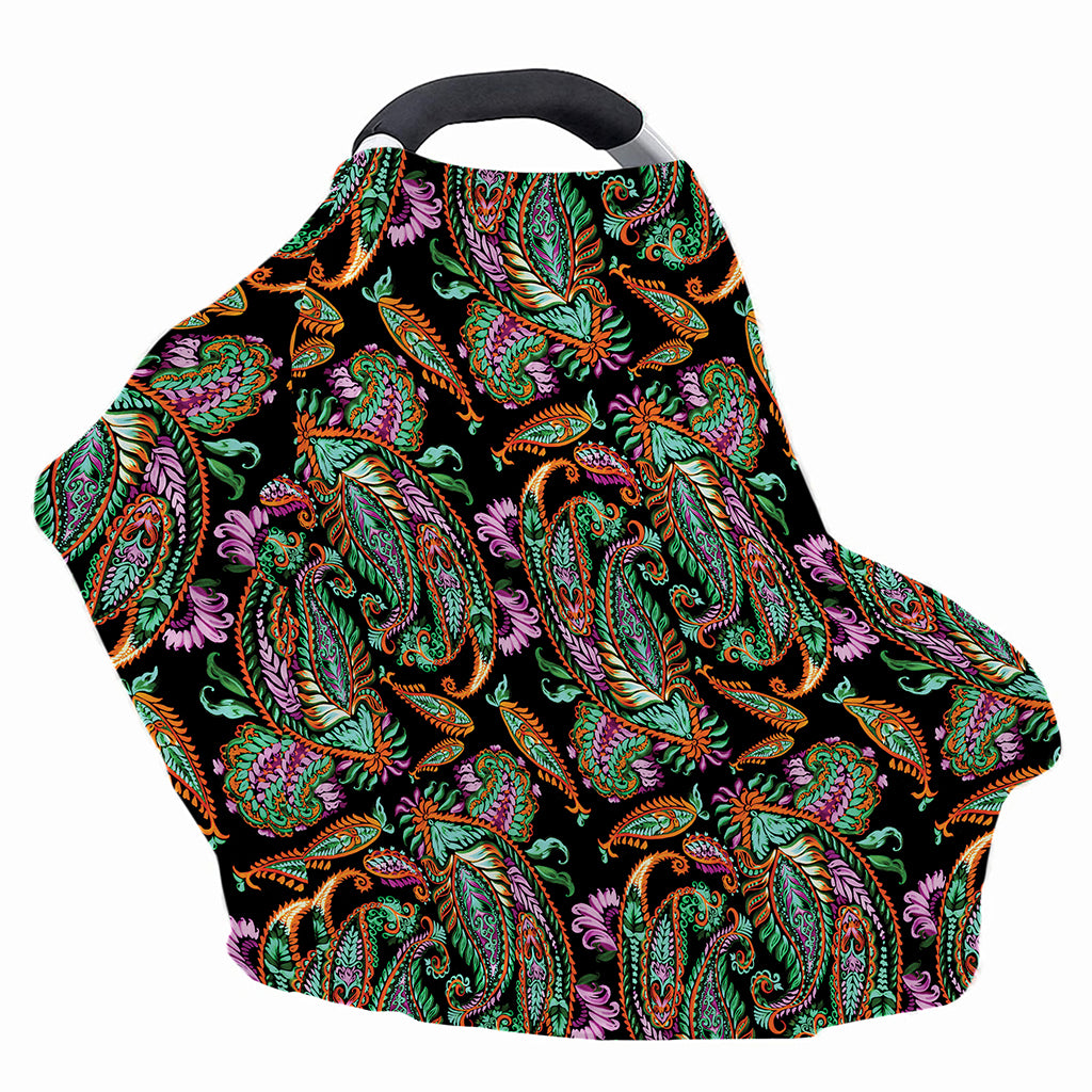 Green Orange And Pink Paisley Print Baby Seat Cover