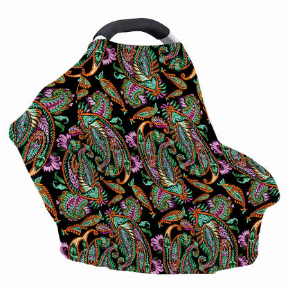 Green Orange And Pink Paisley Print Baby Seat Cover
