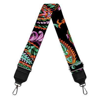 Green Orange And Pink Paisley Print Bag Strap