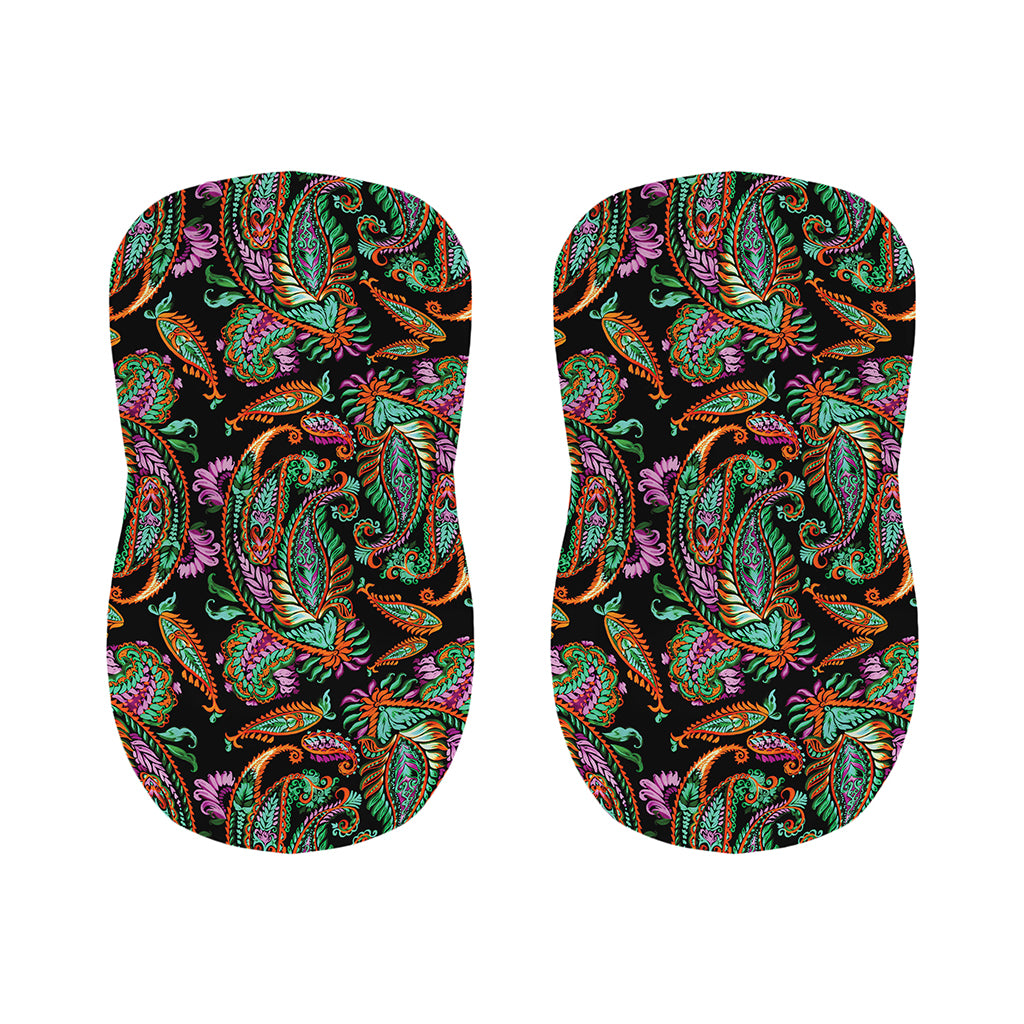 Green Orange And Pink Paisley Print Bar Stool Covers