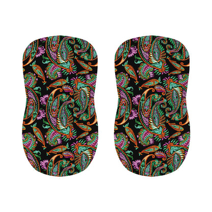 Green Orange And Pink Paisley Print Bar Stool Covers