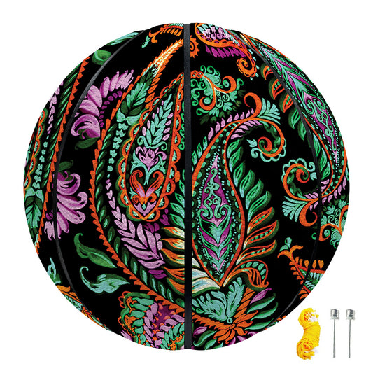 Green Orange And Pink Paisley Print Basketball