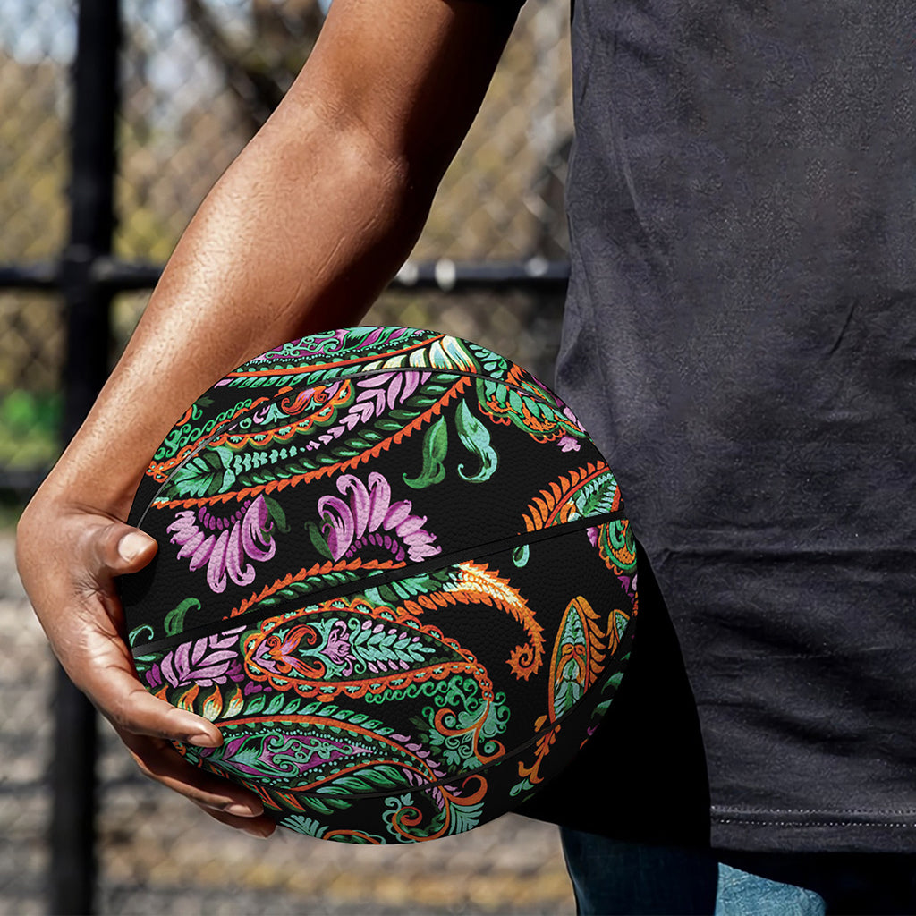 Green Orange And Pink Paisley Print Basketball