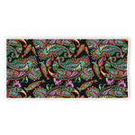 Green Orange And Pink Paisley Print Beach Towel