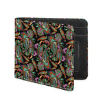 Green Orange And Pink Paisley Print Bifold Wallet