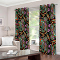 Green Orange And Pink Paisley Print Dimout Grommet Curtains