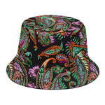 Green Orange And Pink Paisley Print Bucket Hat