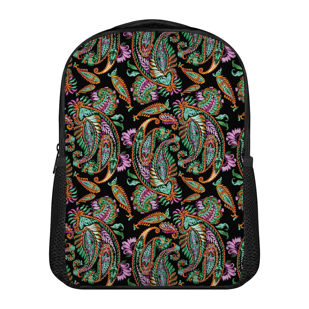 Green Orange And Pink Paisley Print Casual Backpack