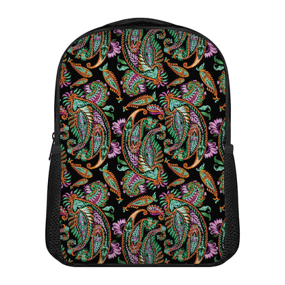 Green Orange And Pink Paisley Print Casual Backpack