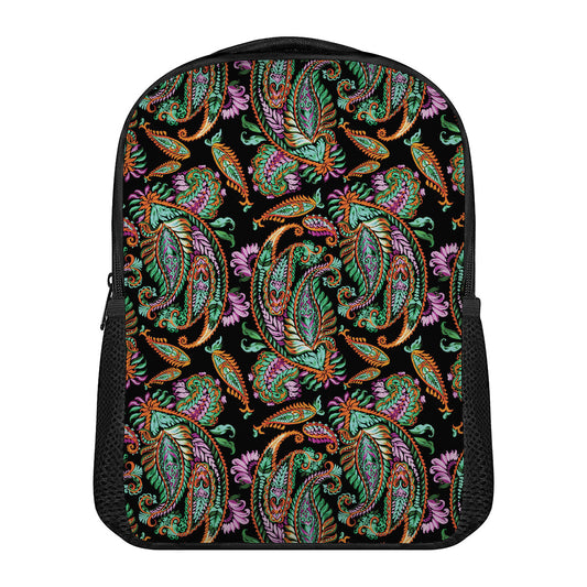 Green Orange And Pink Paisley Print Casual Backpack