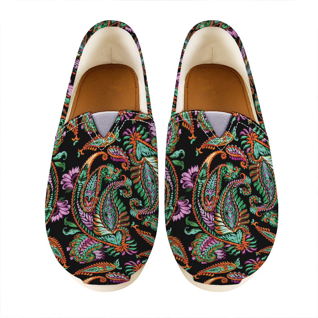 Green Orange And Pink Paisley Print Casual Shoes