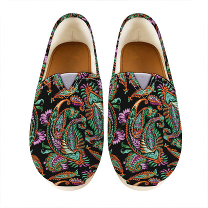 Green Orange And Pink Paisley Print Casual Shoes