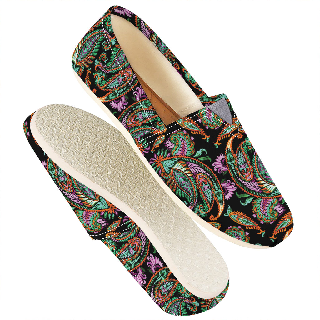 Green Orange And Pink Paisley Print Casual Shoes