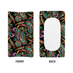 Green Orange And Pink Paisley Print Changing Pad Cover
