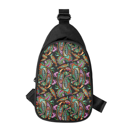 Green Orange And Pink Paisley Print Chest Bag