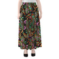 Green Orange And Pink Paisley Print Chiffon Maxi Skirt