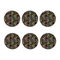 Green Orange And Pink Paisley Print Coaster Set