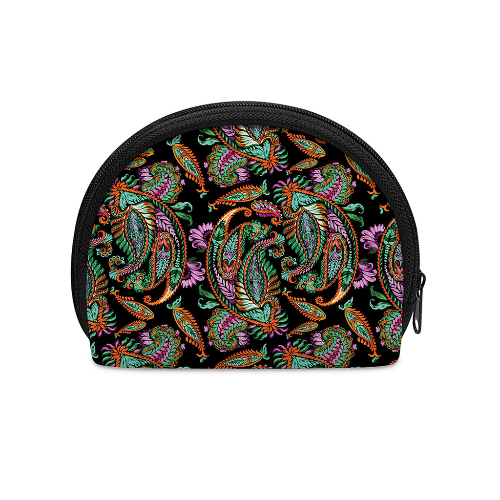 Green Orange And Pink Paisley Print Coin Purse