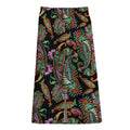 Green Orange And Pink Paisley Print Cotton Front Slit Maxi Skirt