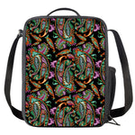 Green Orange And Pink Paisley Print Crossbody Lunch Bag
