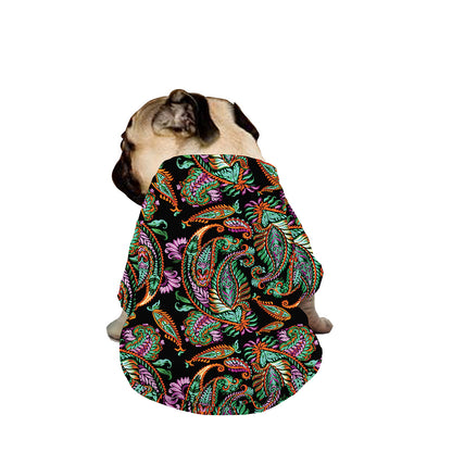 Green Orange And Pink Paisley Print Dog Zip Up Jacket