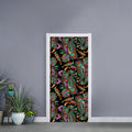 Green Orange And Pink Paisley Print Door Sticker