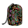 Green Orange And Pink Paisley Print Drawstring Makeup Bag