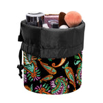Green Orange And Pink Paisley Print Drawstring Makeup Bag