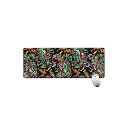 Green Orange And Pink Paisley Print Extended Mouse Pad