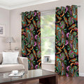 Green Orange And Pink Paisley Print Extra Wide Grommet Curtains