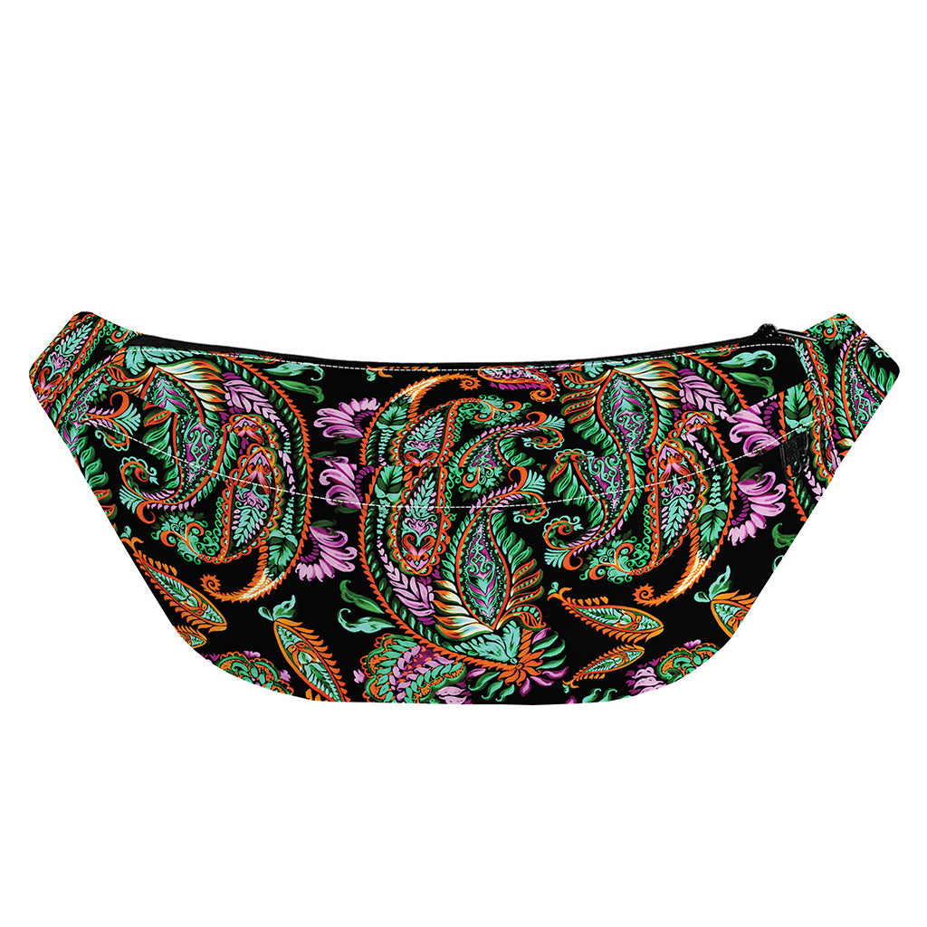 Green Orange And Pink Paisley Print Fanny Pack