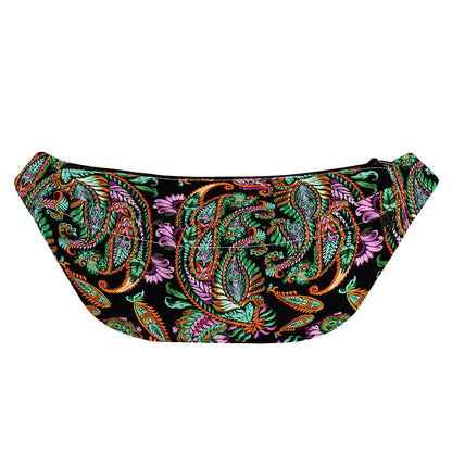 Green Orange And Pink Paisley Print Fanny Pack