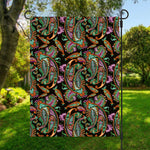 Green Orange And Pink Paisley Print Garden Flag