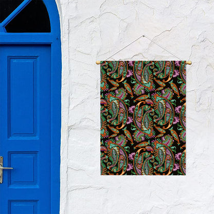 Green Orange And Pink Paisley Print Garden Flag