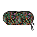 Green Orange And Pink Paisley Print Glasses Case