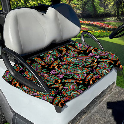Green Orange And Pink Paisley Print Golf Cart Seat Cover