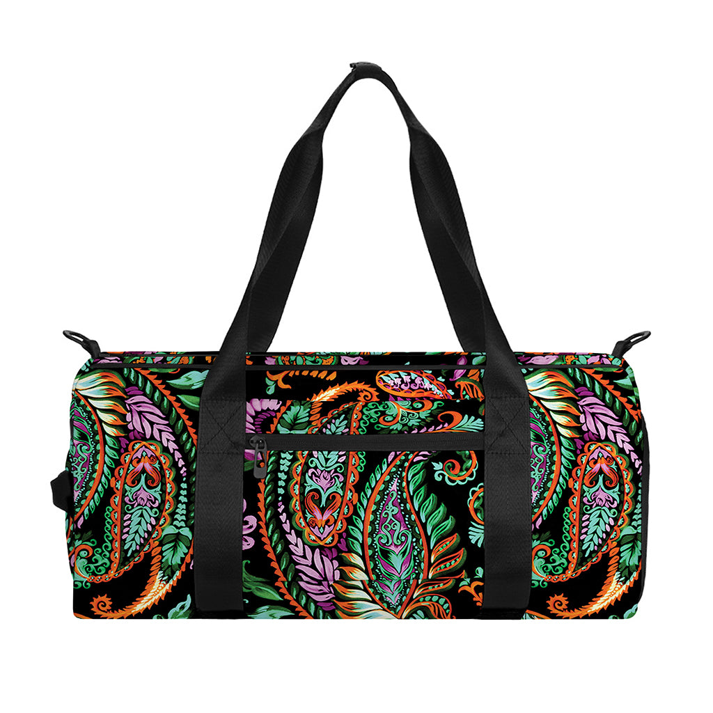 Green Orange And Pink Paisley Print Gym Bag